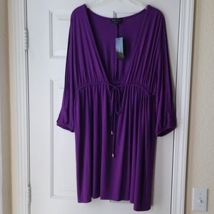 BCBGMAXAZRUA PURPLE TUNIC  WITH OPEN SLEEVES. New.